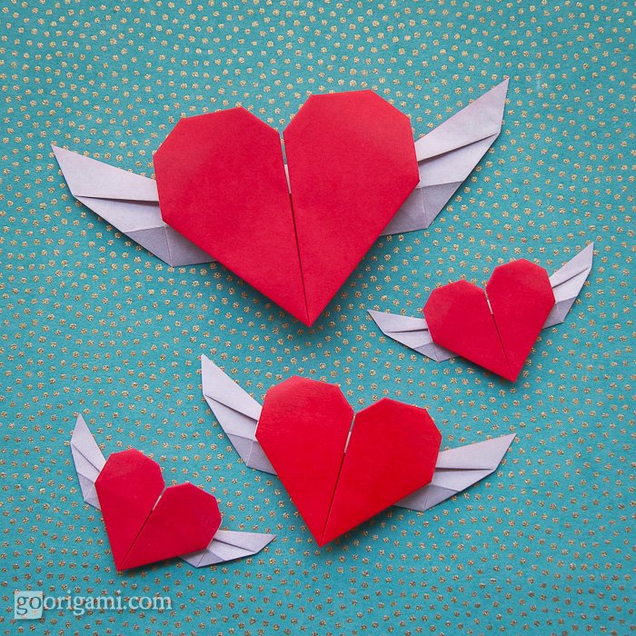 Flying Origami Heart — Valentines Day Origami Go Origami